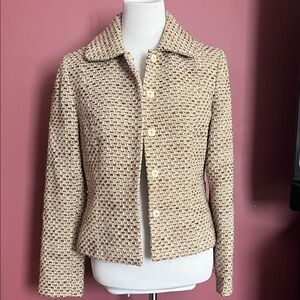 LOFT Ann Taylor Berber Style Textured Tan Blazer Jacket 10
